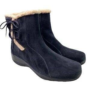 Clarks Womens Bendables Black‎ Suede/leather Sherpa Trimmed Boots. Sz.10M EUC
